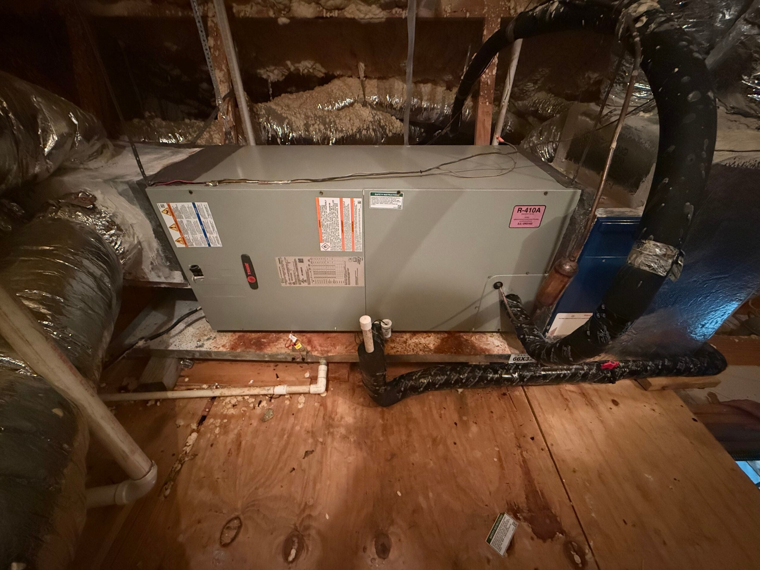 Air handler installation in attic space