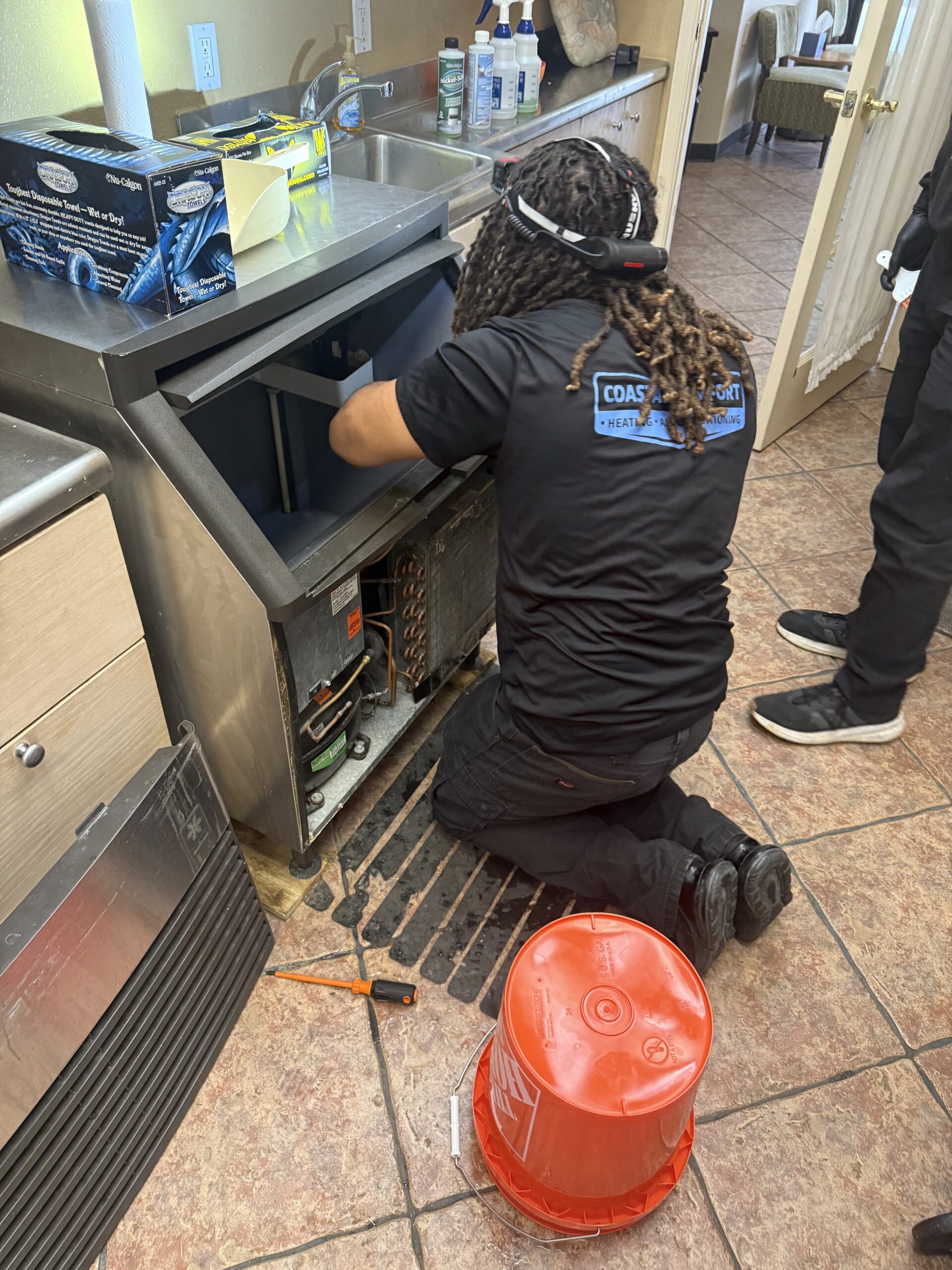 Servicing a commercial evaporator
